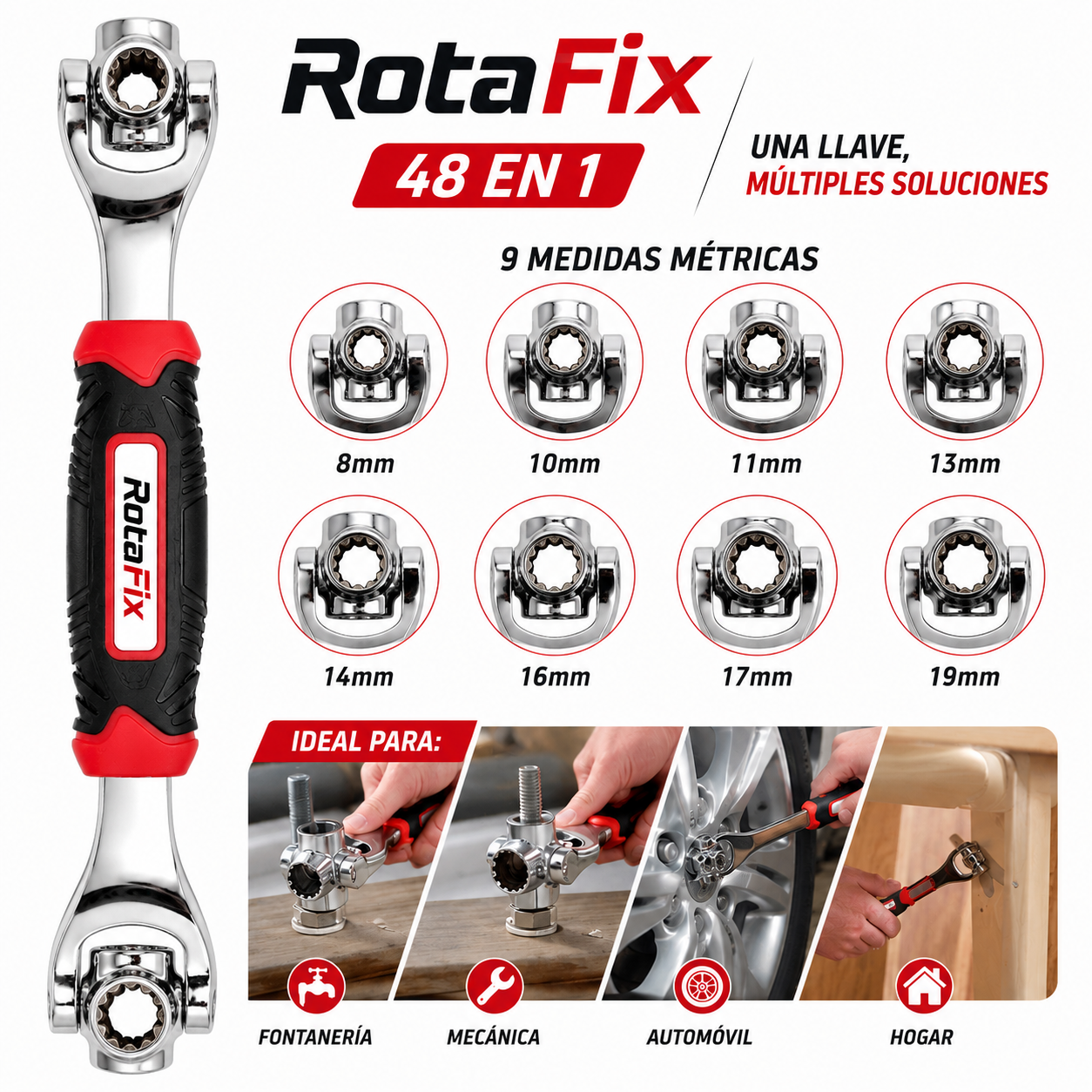 Paga 1 y lleva 2 RotaFix llave multifuncional 48 en 1
