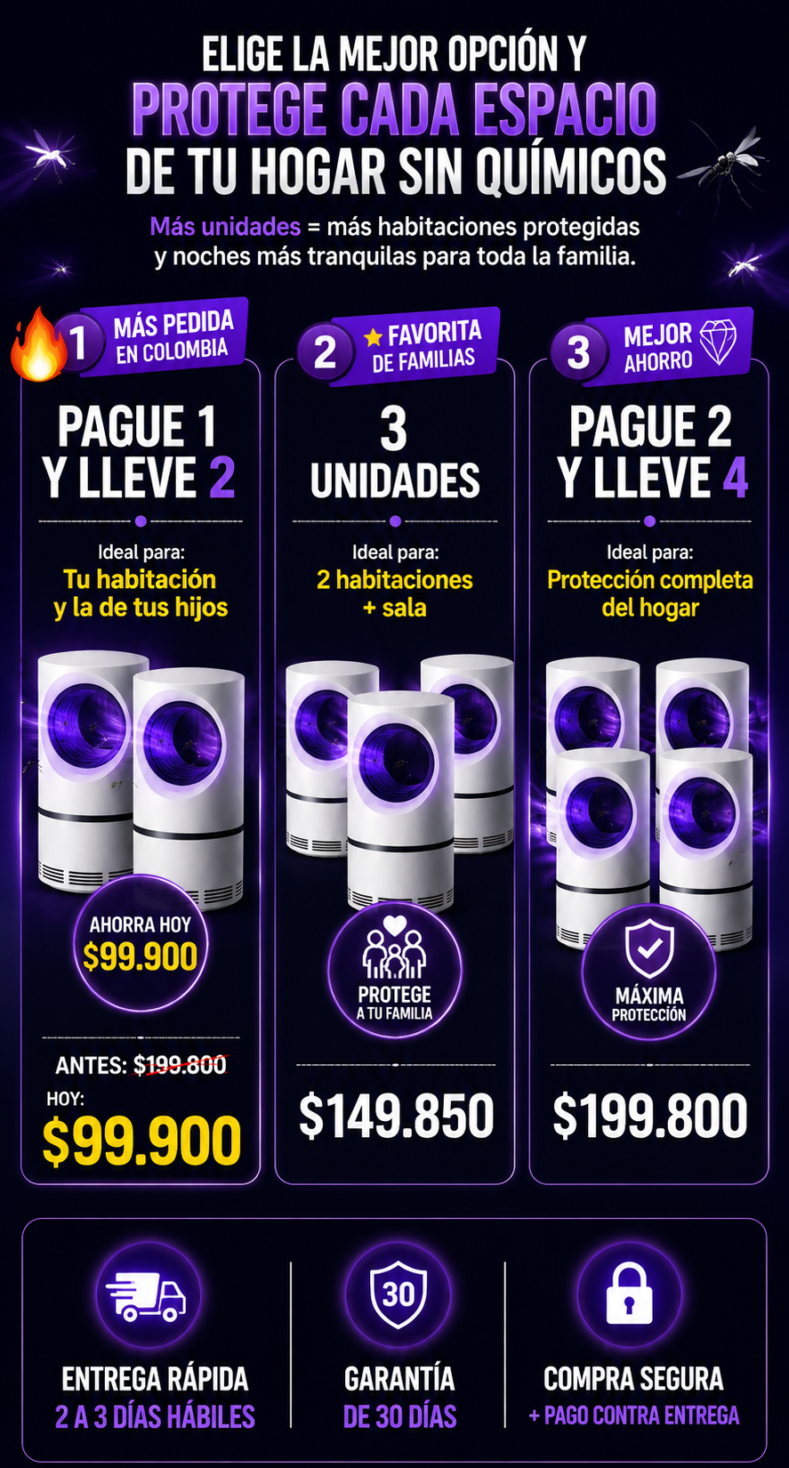 PROMO 2x1 Lampara mata mosquitos MosquiLux