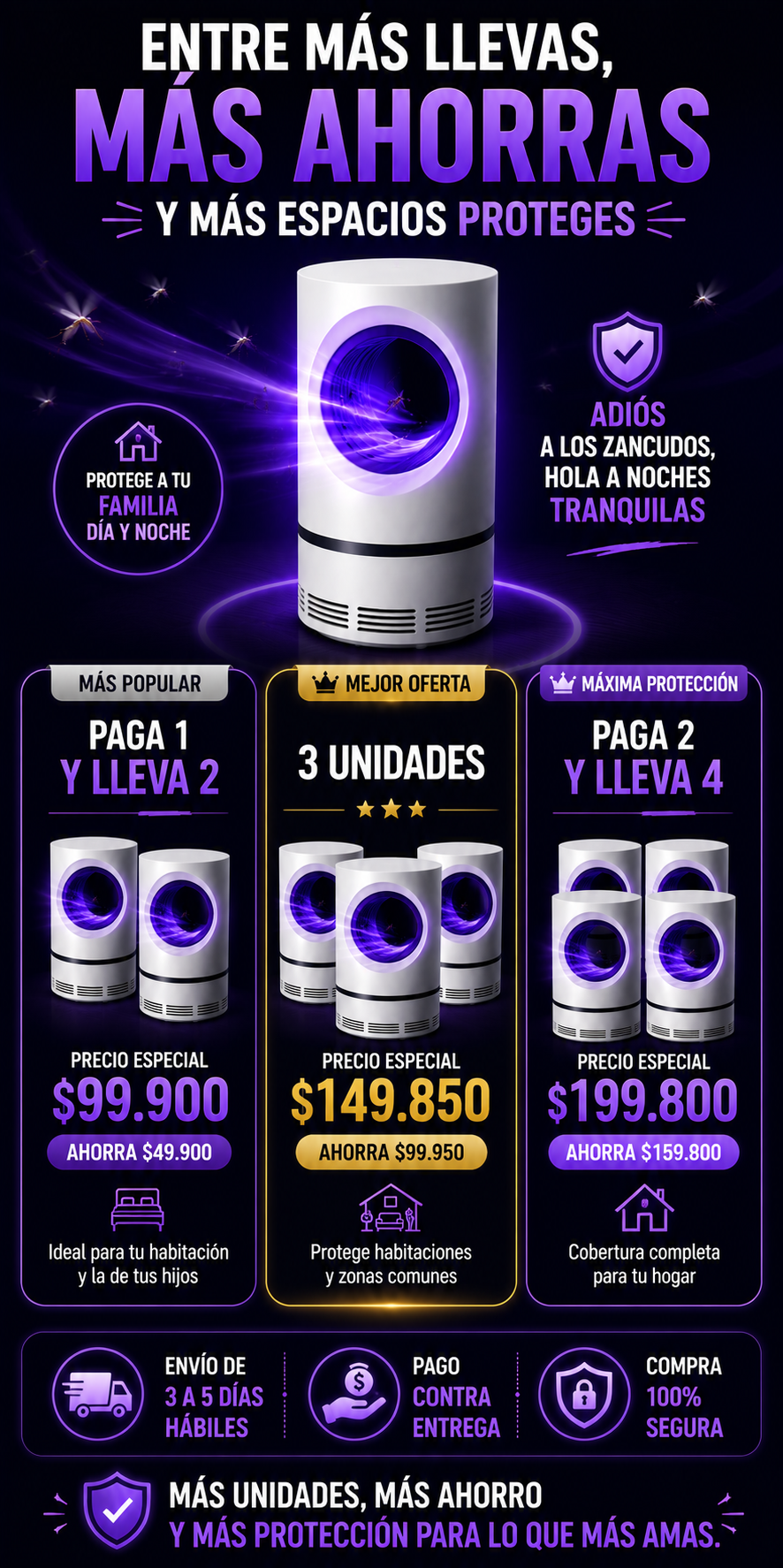 PROMO 2x1 Lampara mata mosquitos MosquiLux